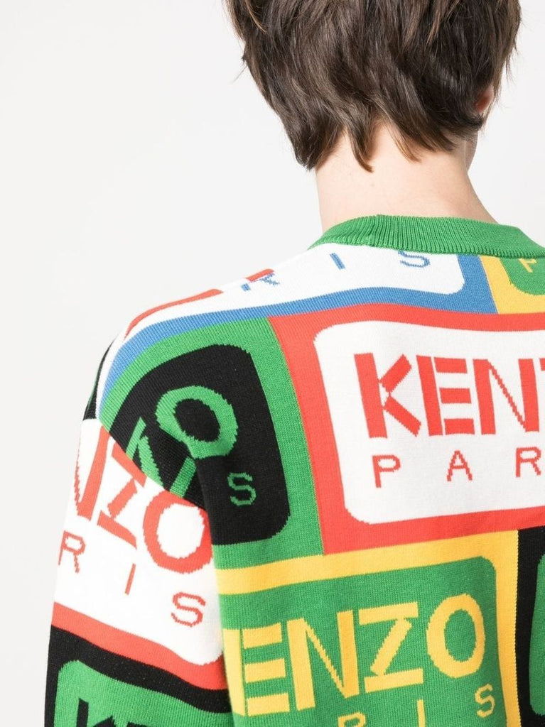 Green Logo Labels Knit Jumper