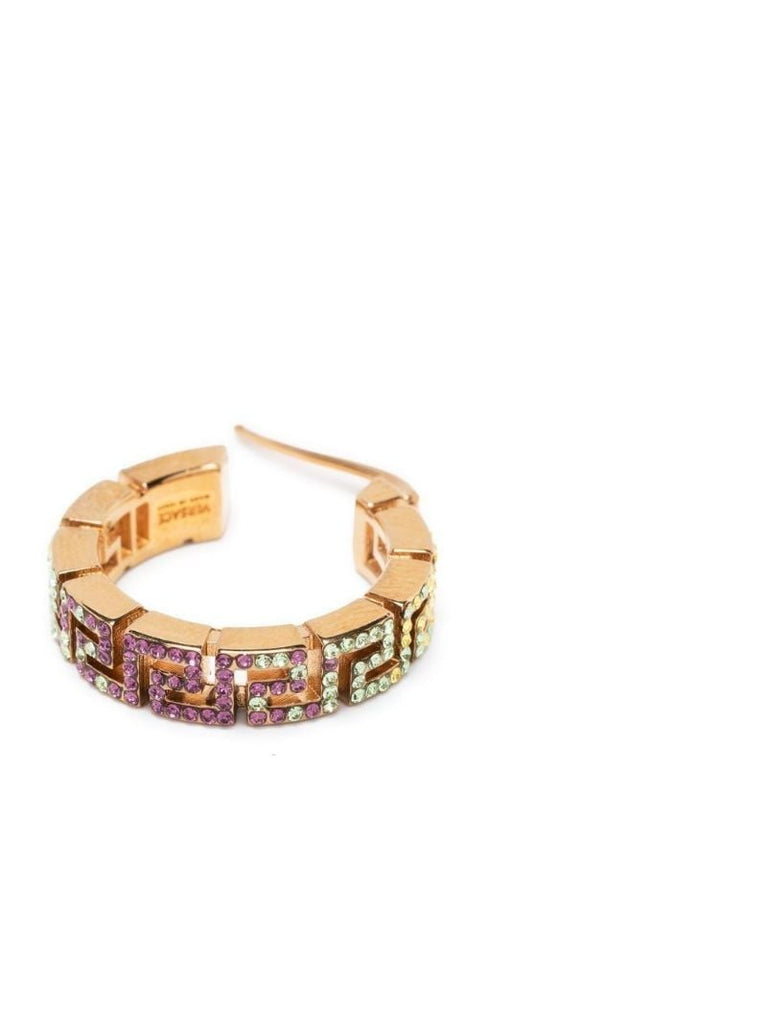 Gold-tone Greca Crystal Hoop Earrings