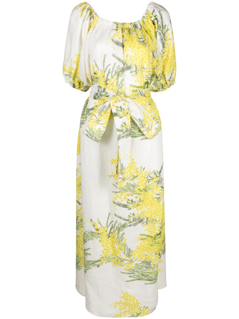 White and Yellow Zaza Floral Print Maxi Dress