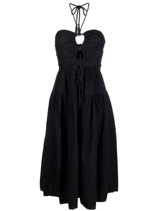Black Ella Halterneck Midi Dress