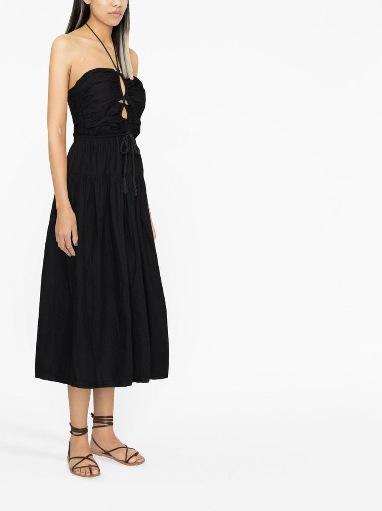 Black Ella Halterneck Midi Dress