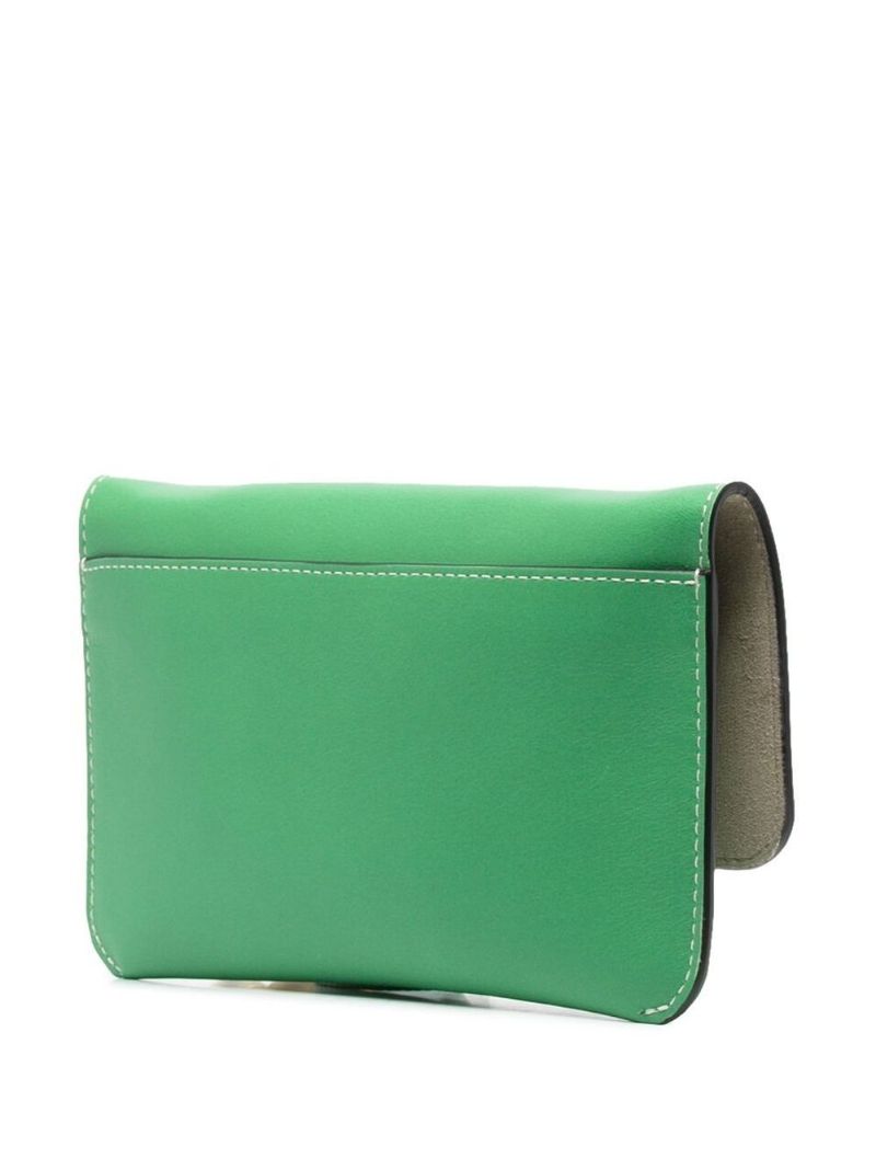 Green Leather Phone Chain Pouch