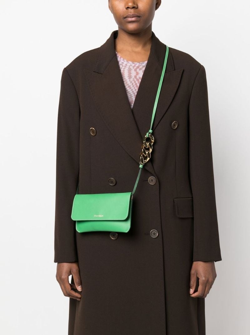 Green Leather Phone Chain Pouch