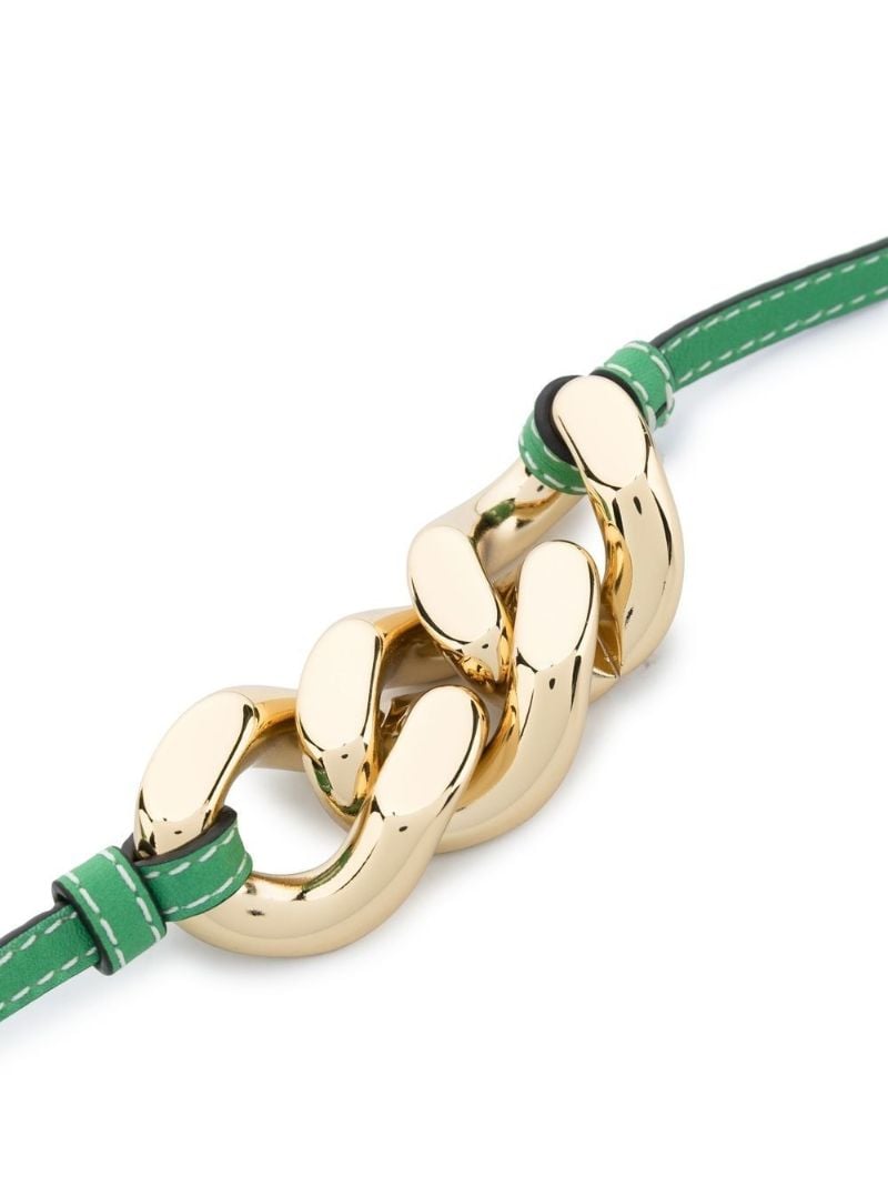 Green Leather Phone Chain Pouch
