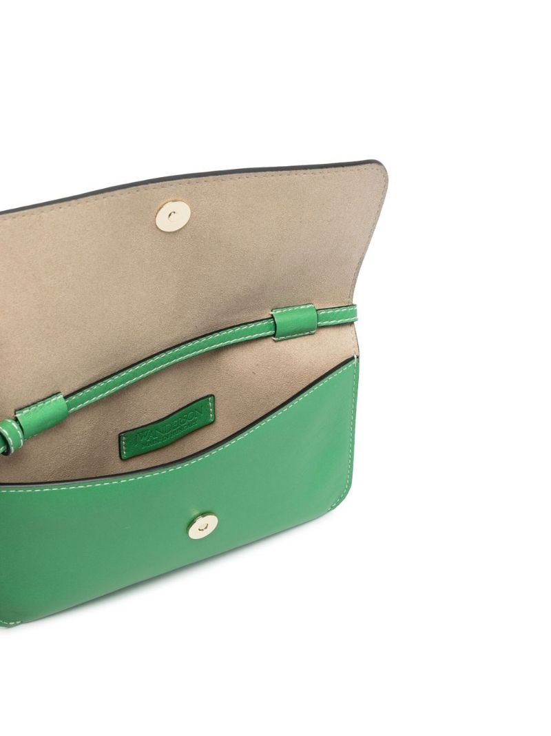 Green Leather Phone Chain Pouch