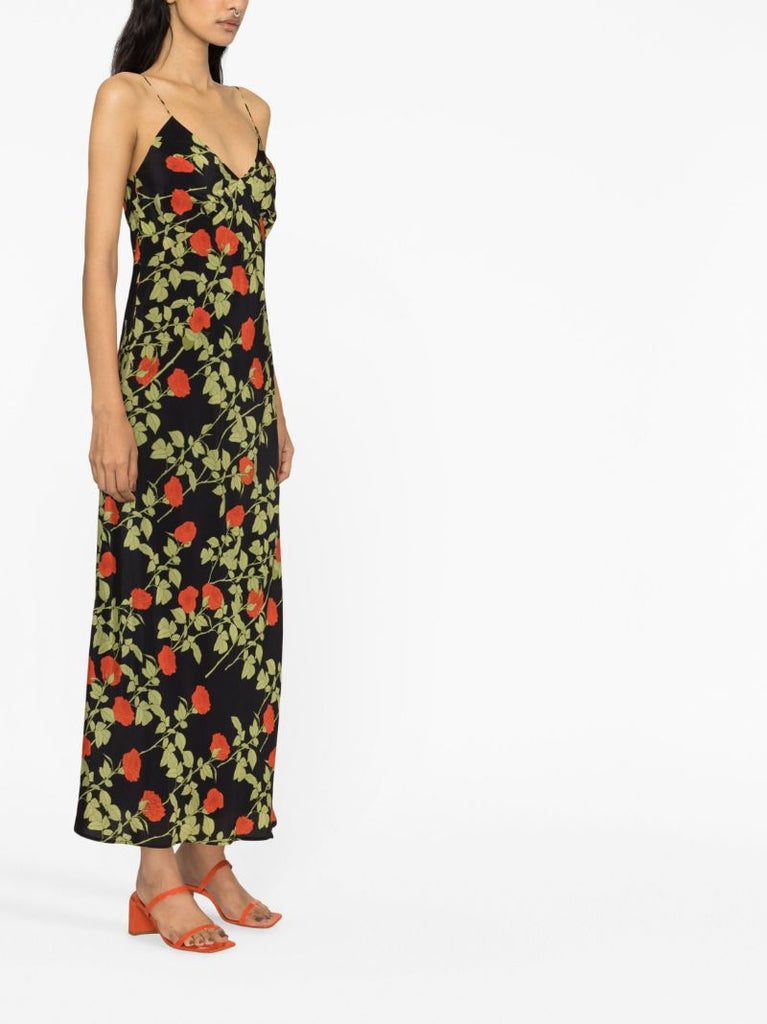 Black Jeannette Silk Slip Dress