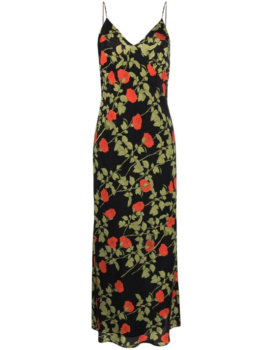 Black Jeannette Silk Slip Dress
