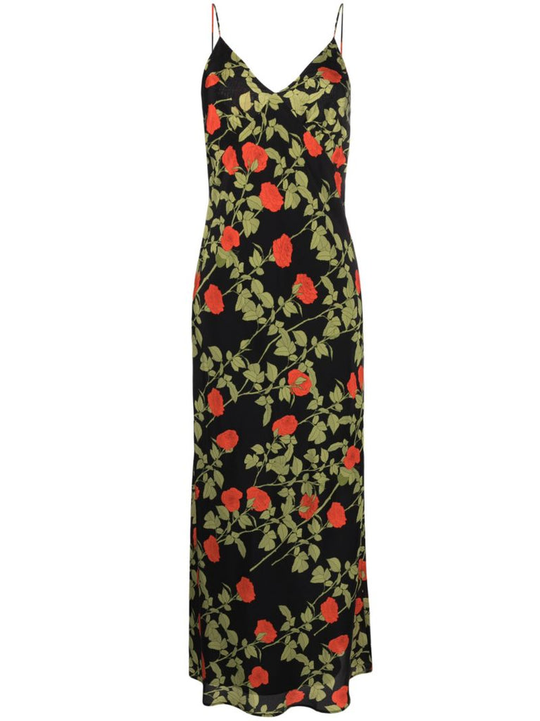 Black Jeannette Silk Slip Dress