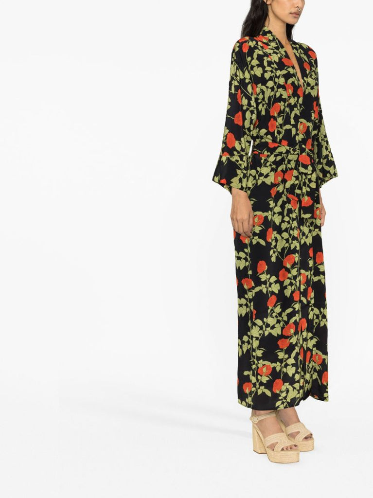 Black Floral Print Maxi Dress