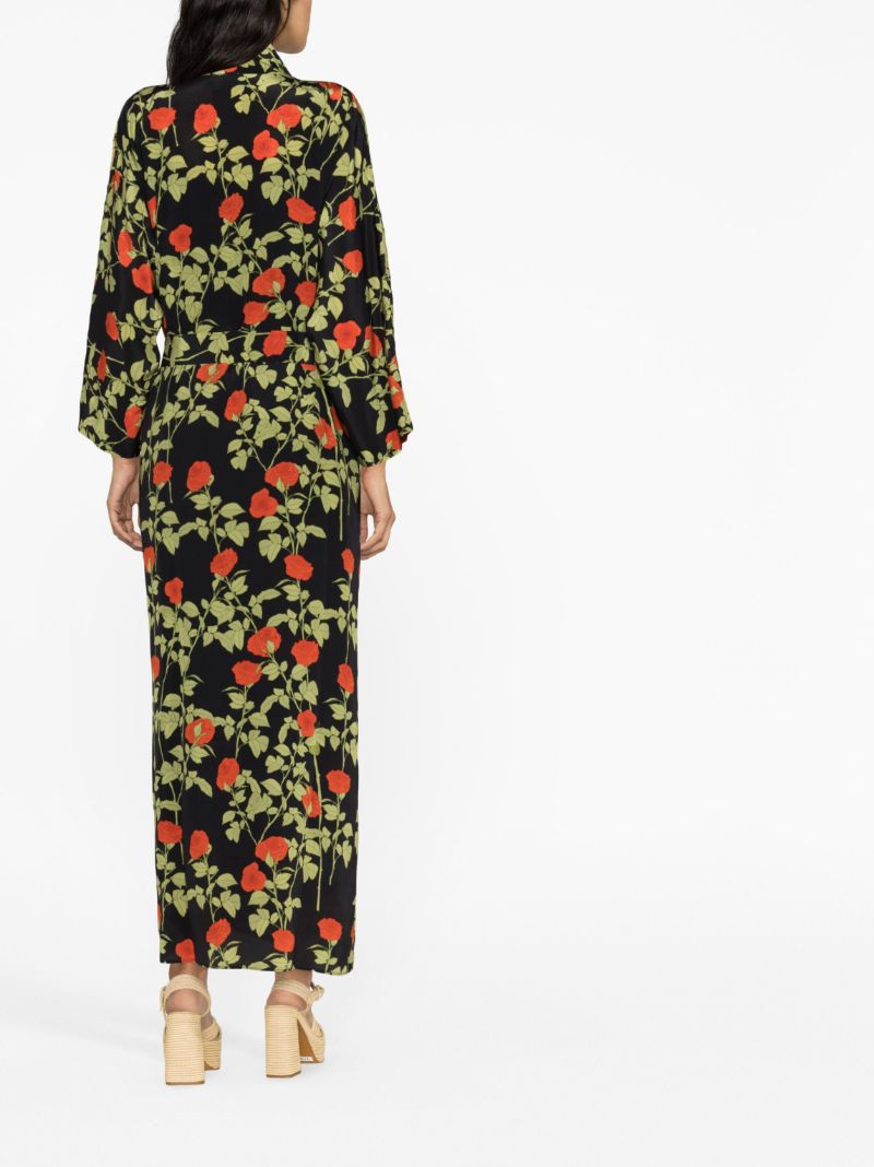 Black Floral Print Maxi Dress