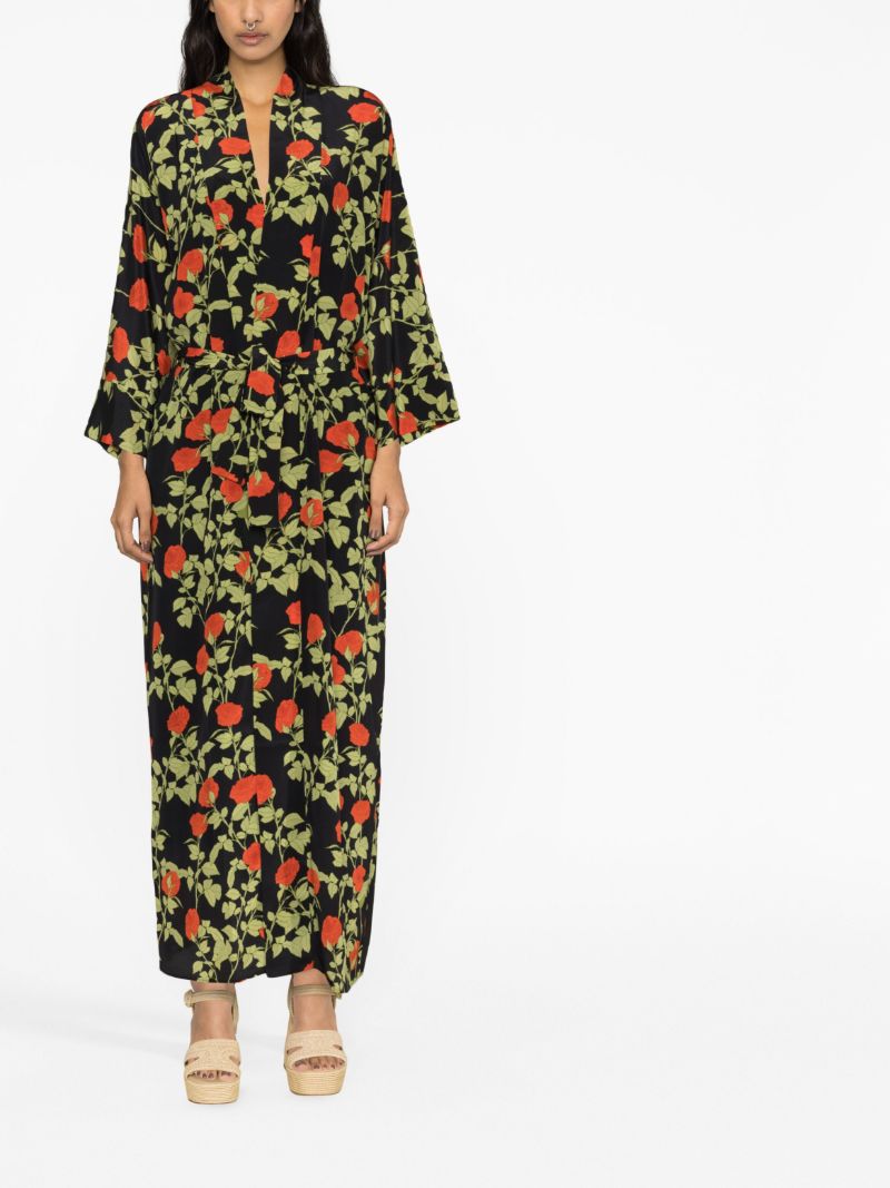 Black Floral Print Maxi Dress