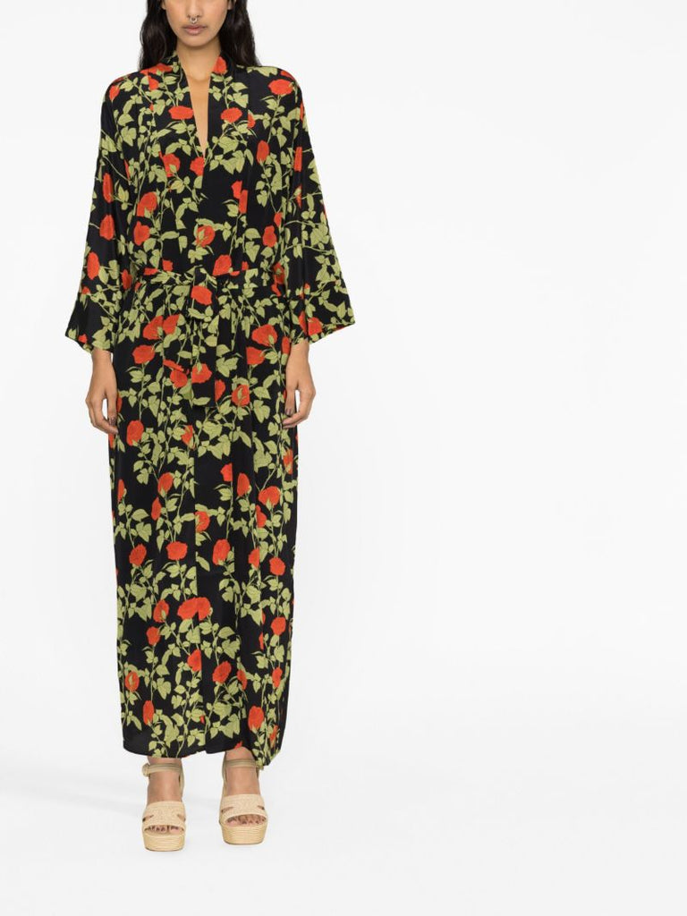 Black Floral Print Maxi Dress