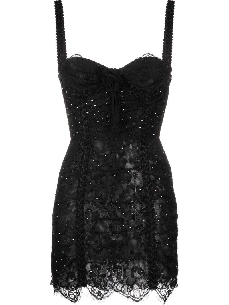 Black Lace Bustier Mini Dress