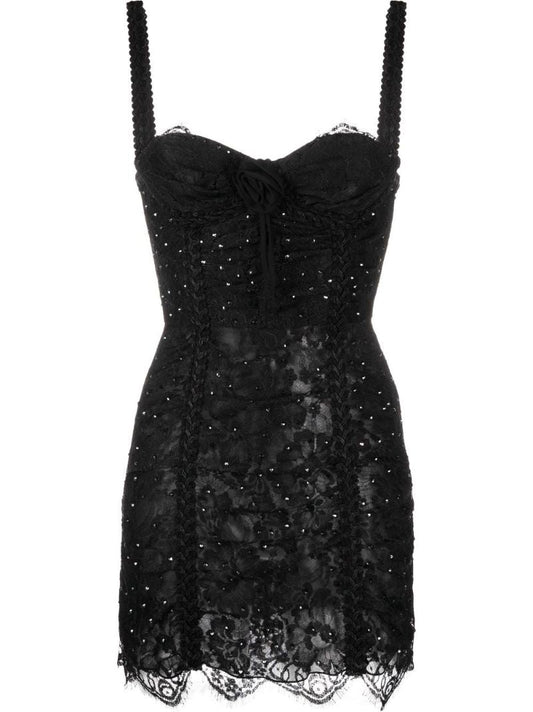 Black Lace Bustier Mini Dress
