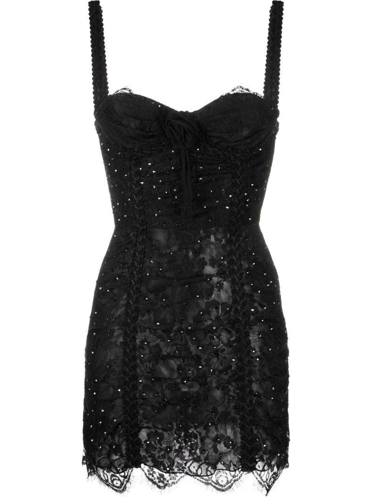 Black Lace Bustier Mini Dress