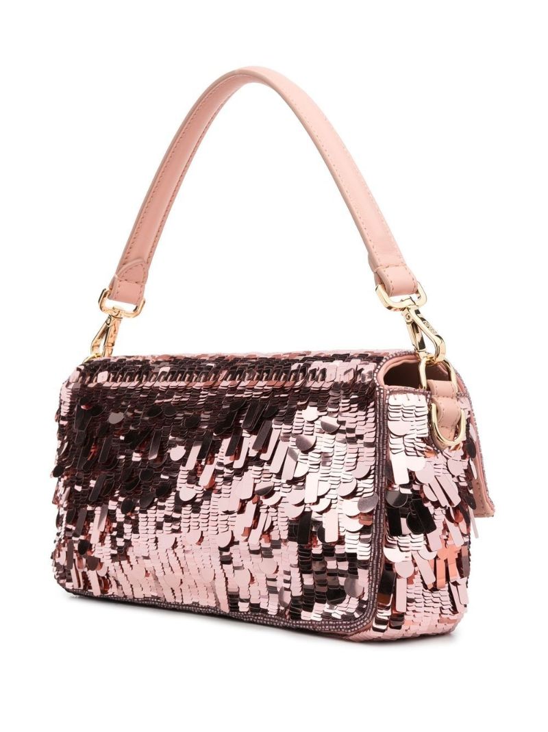 Pink Baguette Sequinned Shoulder Bag