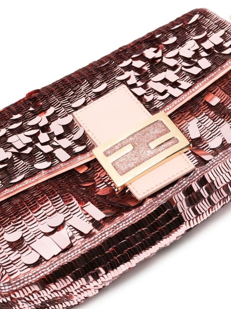 Pink Baguette Sequinned Shoulder Bag