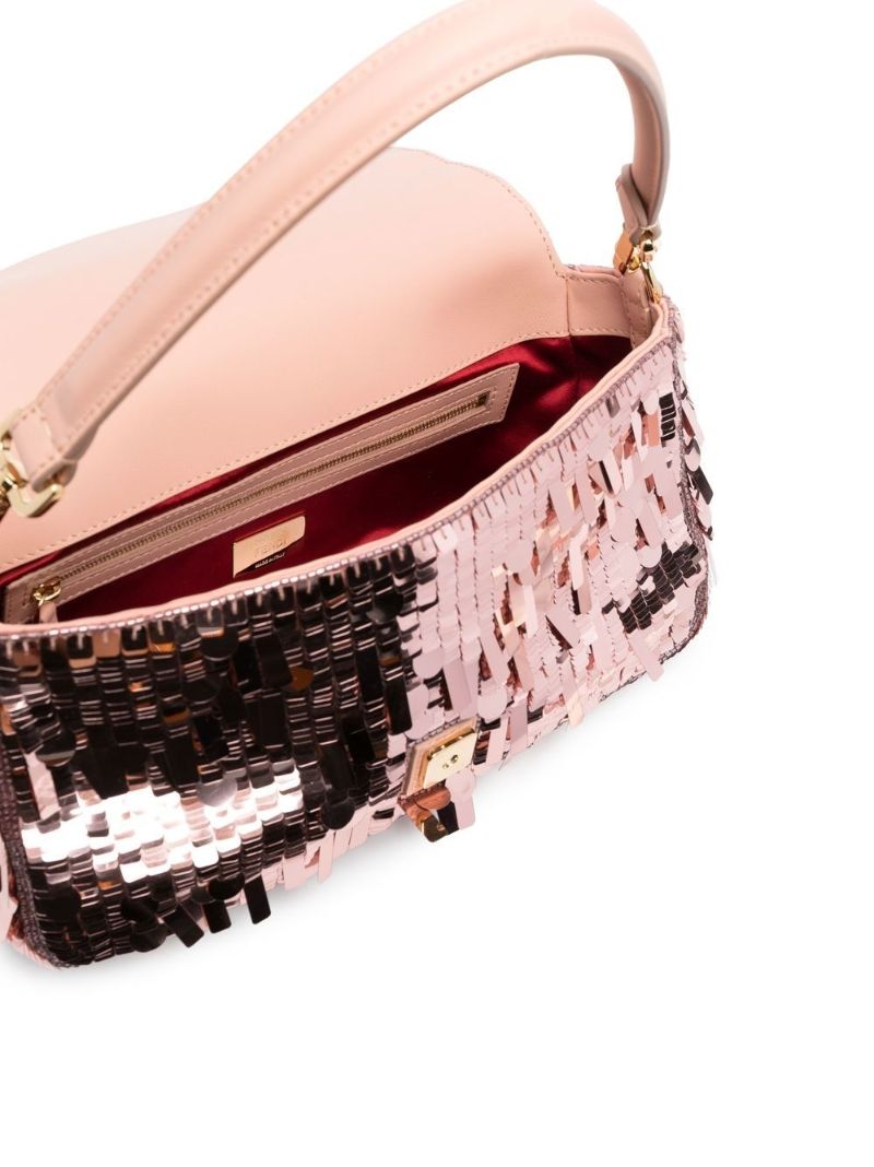 Pink Baguette Sequinned Shoulder Bag
