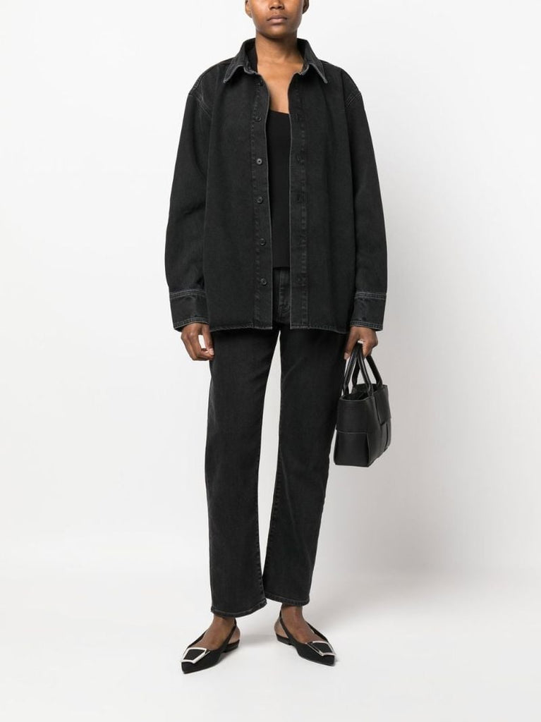 Black Oversized-cut Long-sleeved Shirt