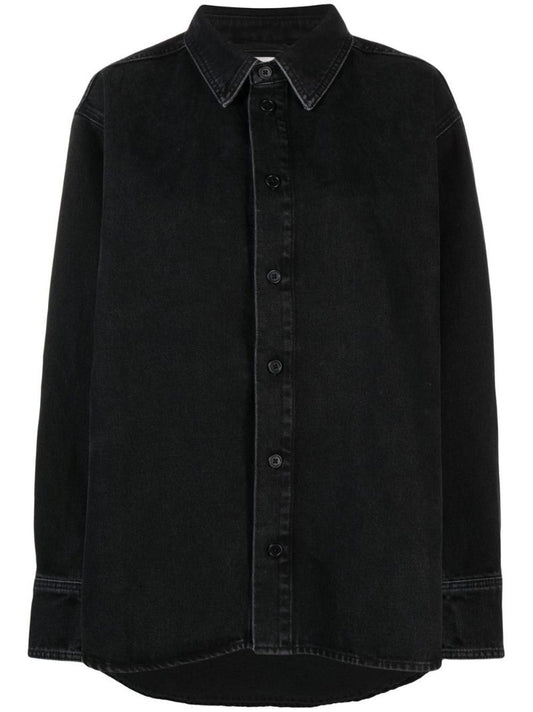 Black Oversized-cut Long-sleeved Shirt