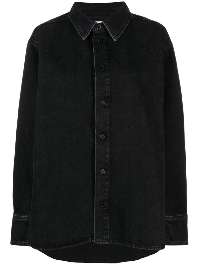 Black Oversized-cut Long-sleeved Shirt