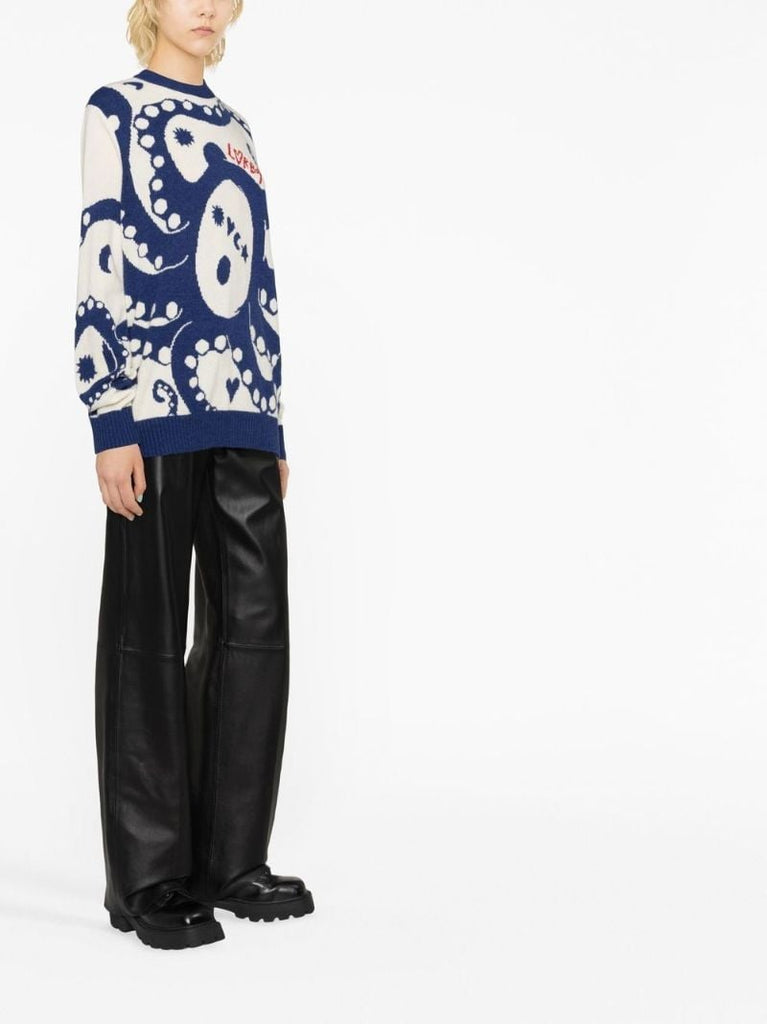 Blue Kraken Logo Print Sweater
