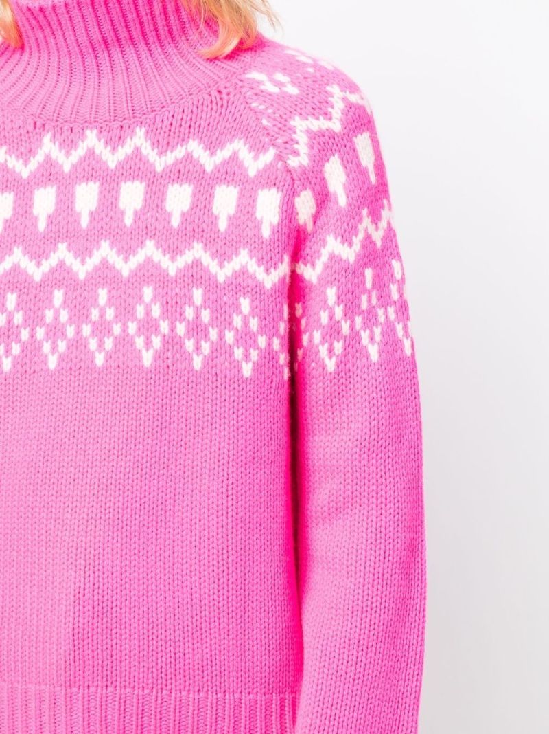Pink Intarsia Roll-neck Jumper