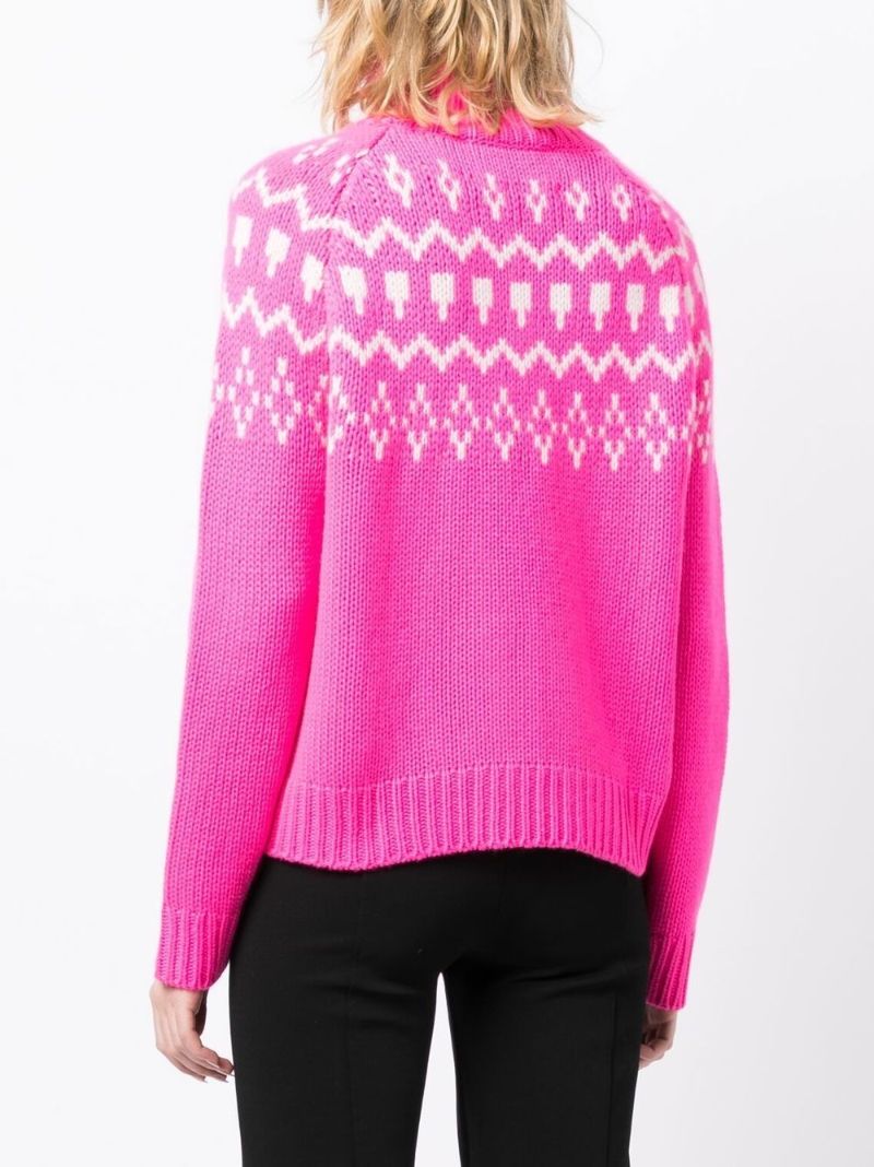 Pink Intarsia Roll-neck Jumper