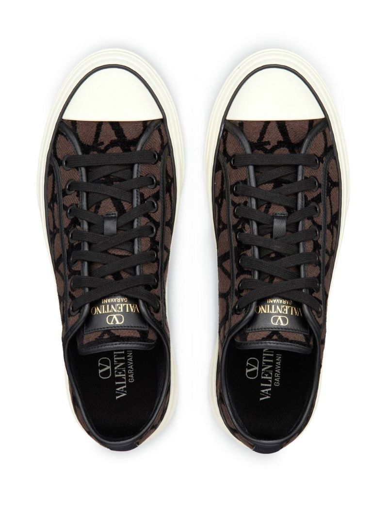 Brown Toile Iconographe Lace-up Sneakers