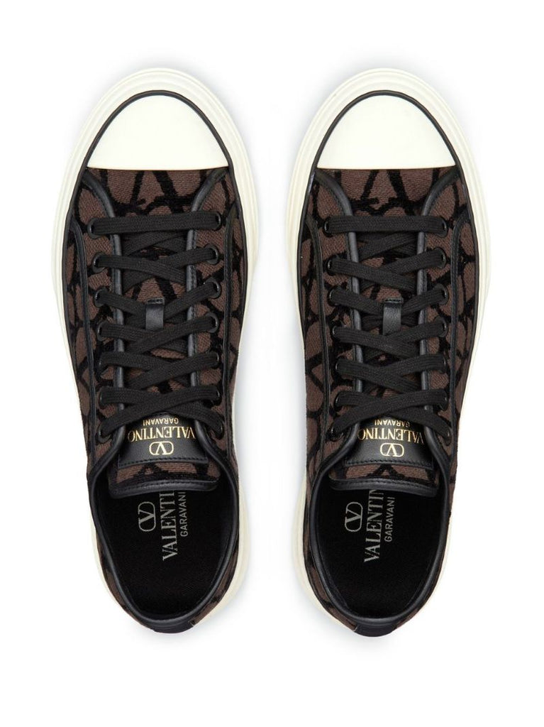 Brown Toile Iconographe Lace-up Sneakers