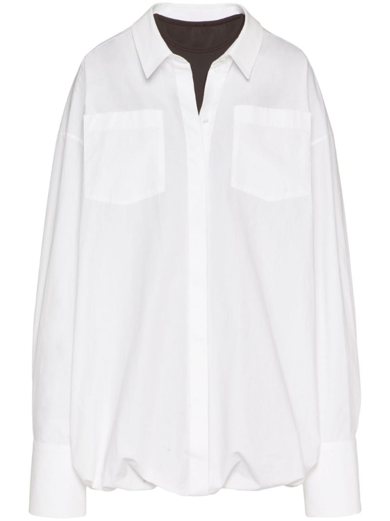 White Long-sleeve Cotton Shirt Mini Dress