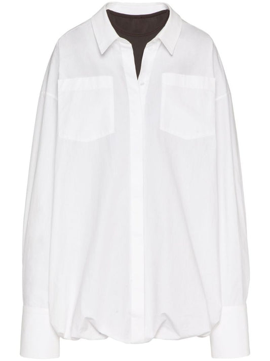 White Long-sleeve Cotton Shirt Mini Dress
