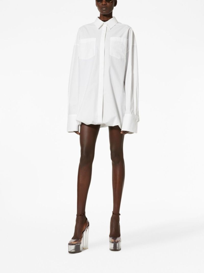 White Long-sleeve Cotton Shirt Mini Dress