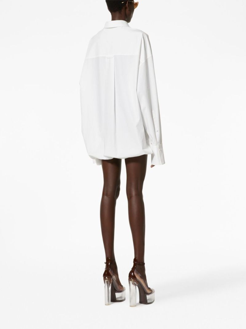 White Long-sleeve Cotton Shirt Mini Dress