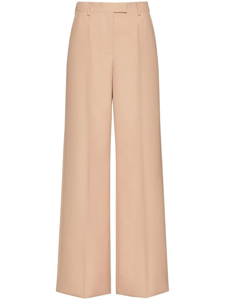Beige Techno Weave Wide-leg Trousers