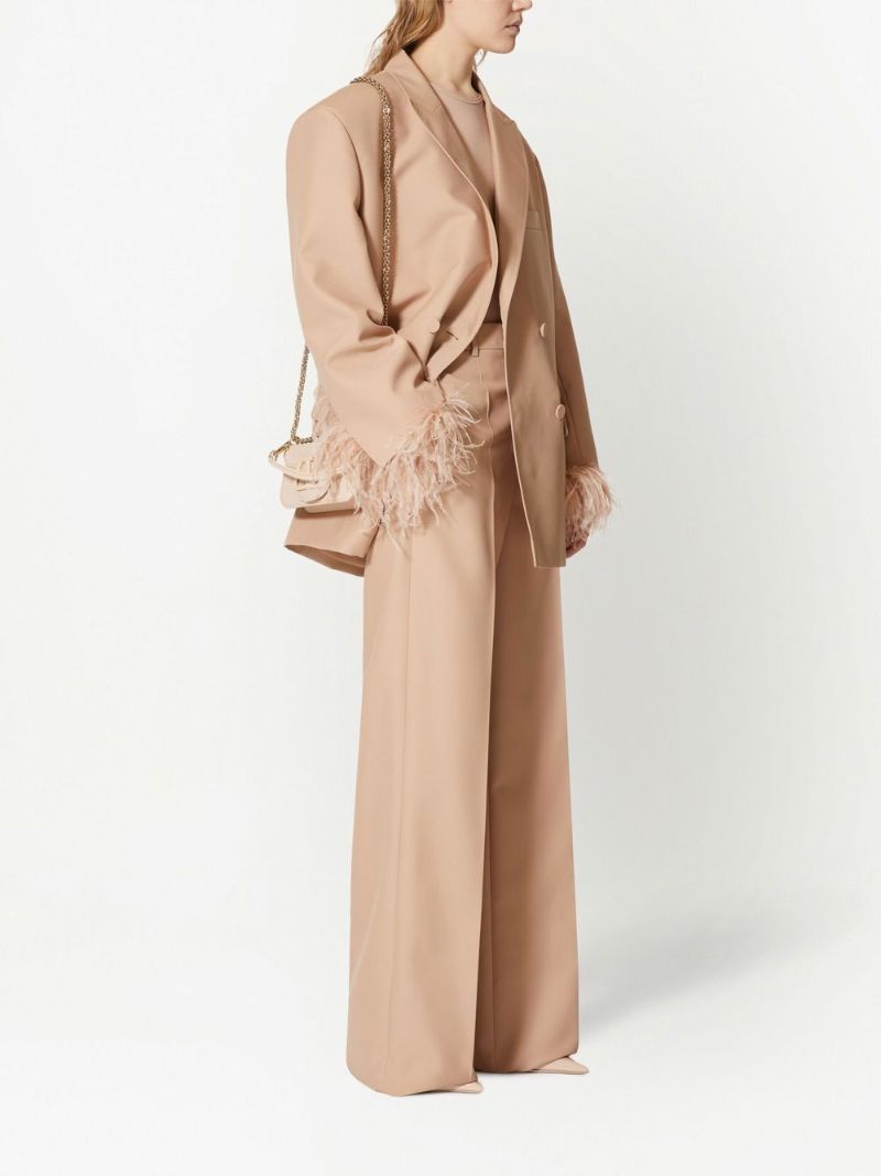 Beige Techno Weave Wide-leg Trousers
