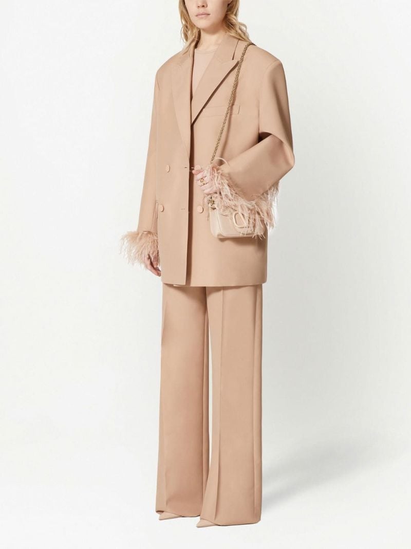 Neutral Embroidered Techno Weave Blazer