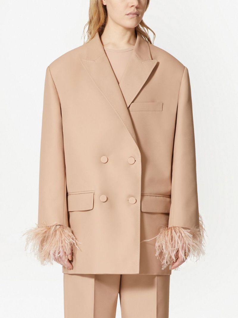Neutral Embroidered Techno Weave Blazer