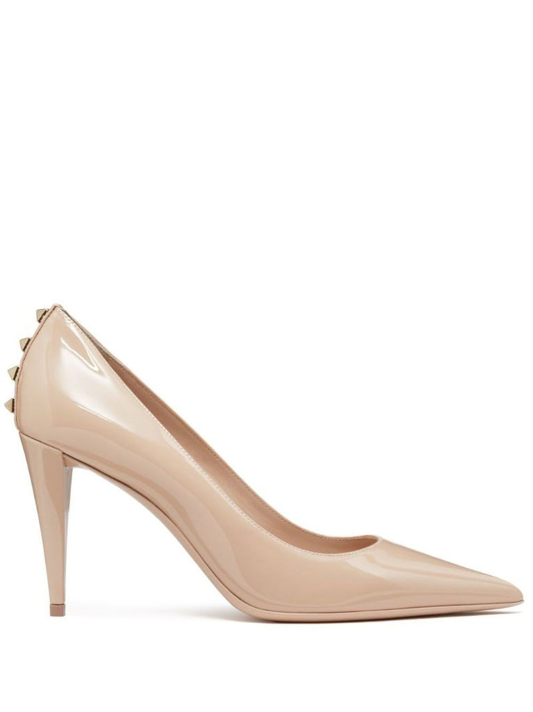 Neutral Rockstud 90 Patent Leather Pumps