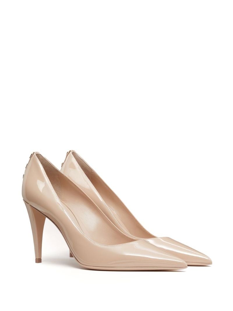 Neutral Rockstud 90 Patent Leather Pumps