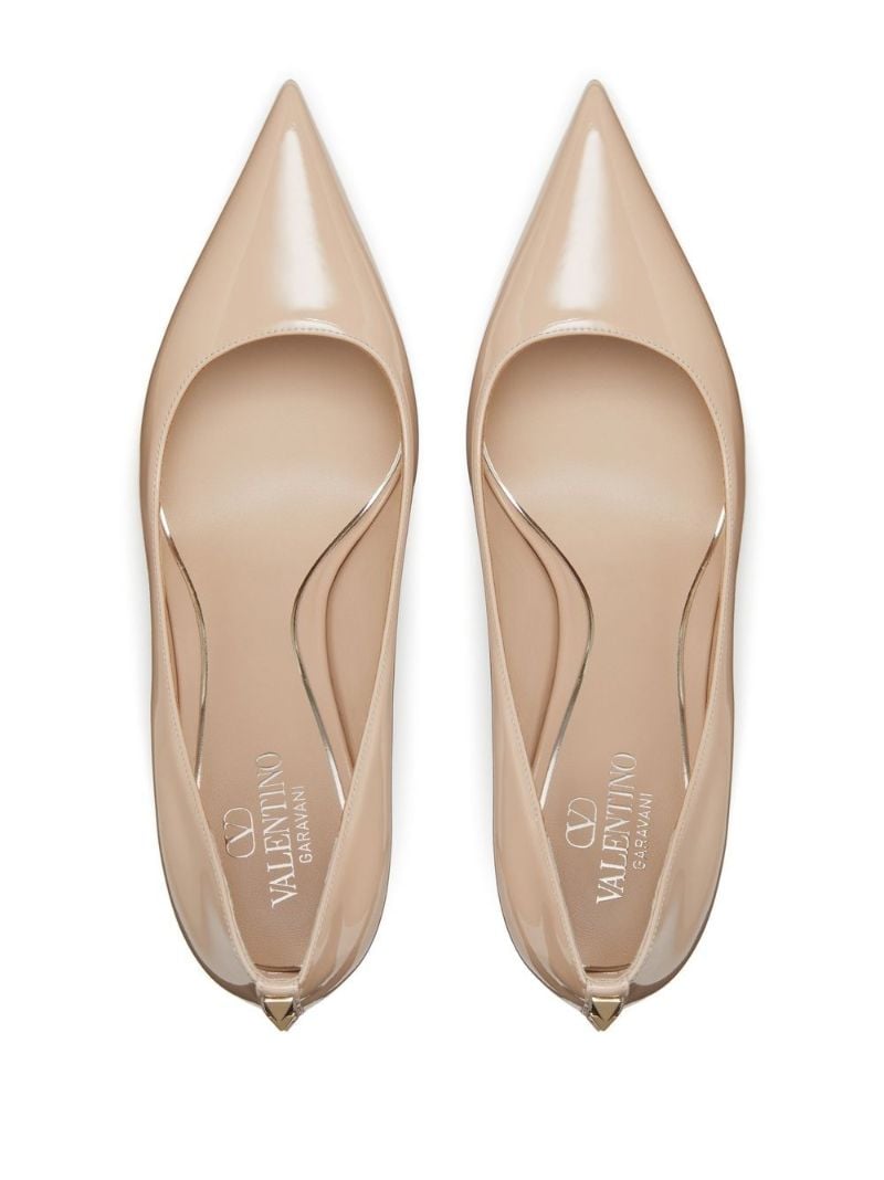 Neutral Rockstud 90 Patent Leather Pumps