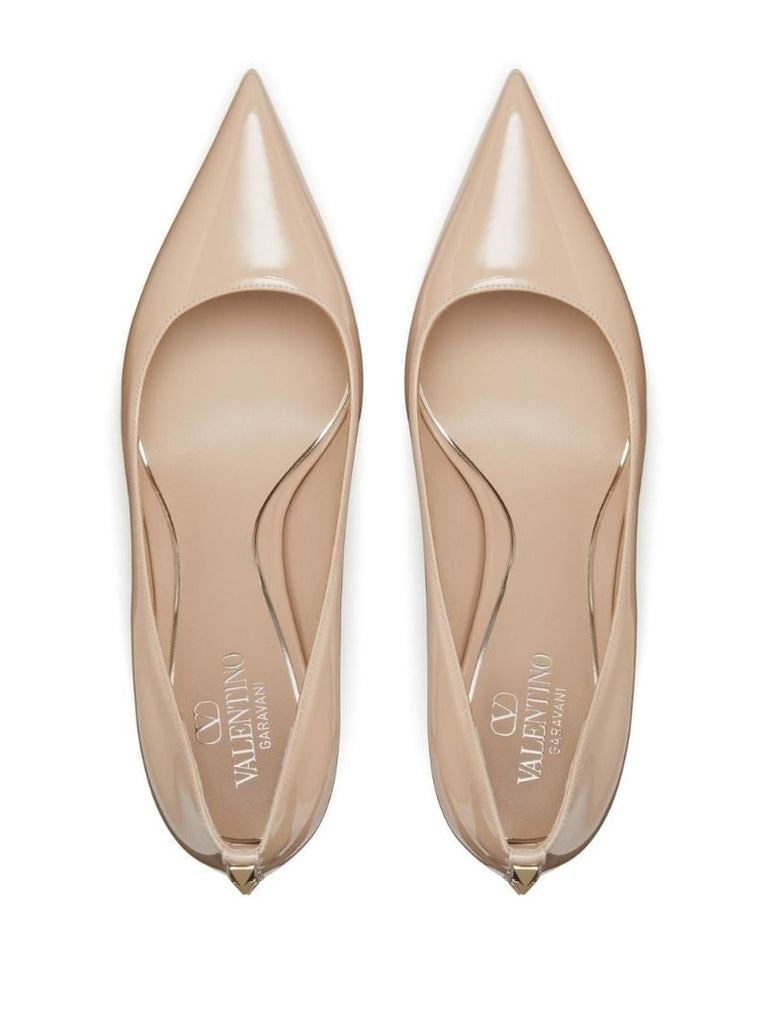 Neutral Rockstud 90 Patent Leather Pumps