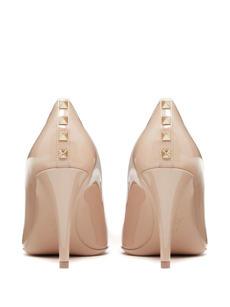Neutral Rockstud 90 Patent Leather Pumps