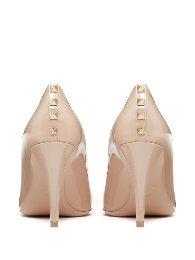 Neutral Rockstud 90 Patent Leather Pumps