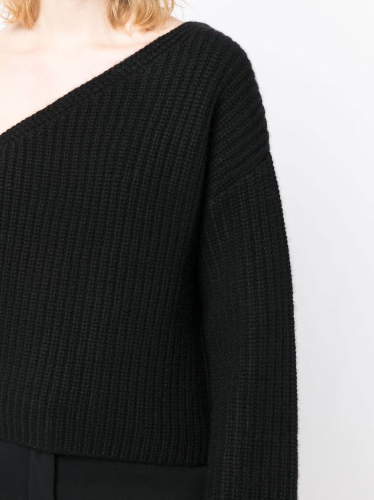 Black One-sleeve Cashmere Sweater
