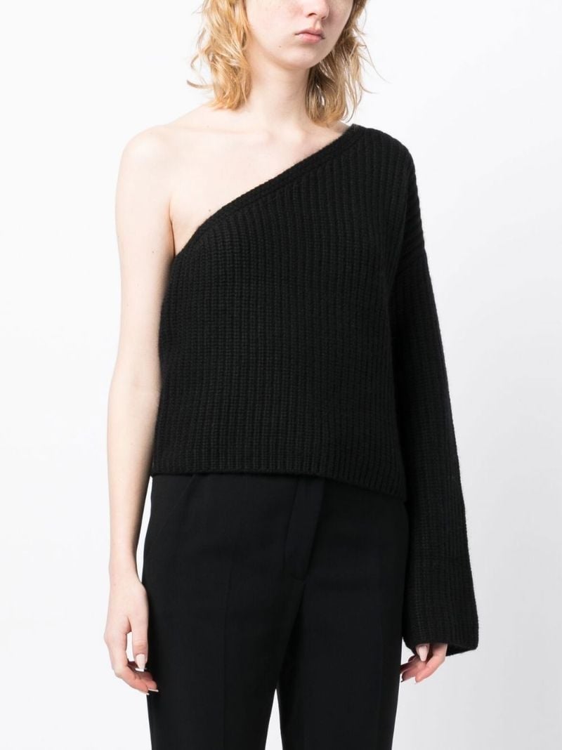 Black One-sleeve Cashmere Sweater