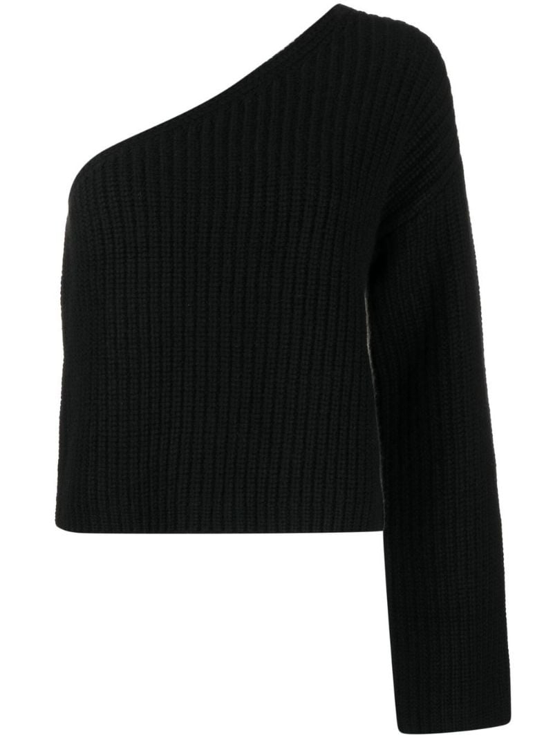 Black One-sleeve Cashmere Sweater