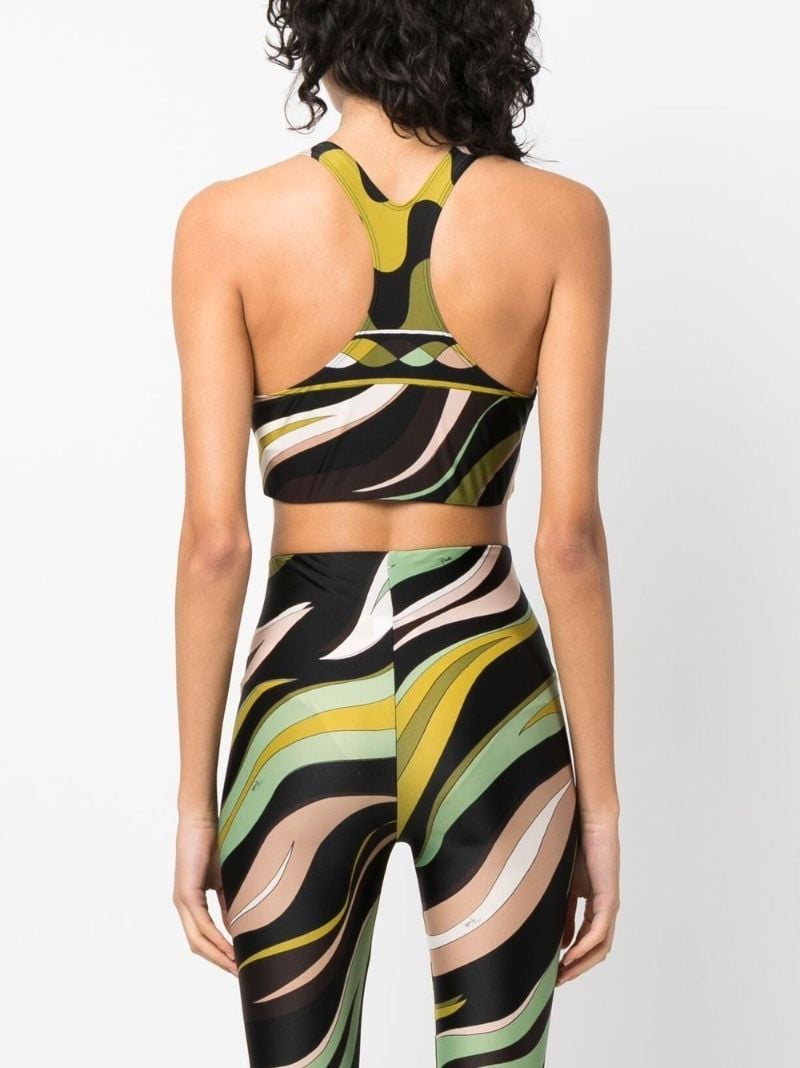 Black Abstract Print Sports Bra