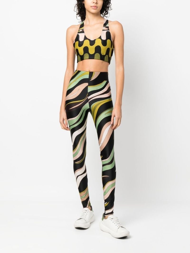 Black Abstract Print Sports Bra
