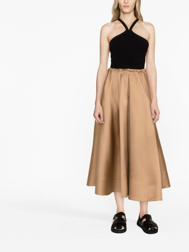 Neutral A-line Midi Skirt